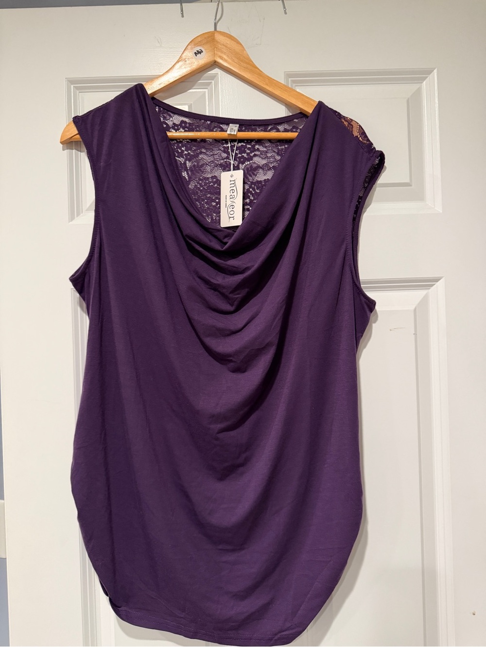 Stitch Fix Women's Purple Cowl Neck Sleeveless Camisole with Lace Back